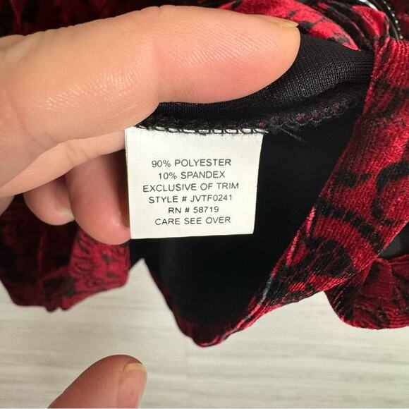 Choices Red Black Velvet faux wrap top Goth Vamp Whimsigoth Dark L - Picture 10 of 10